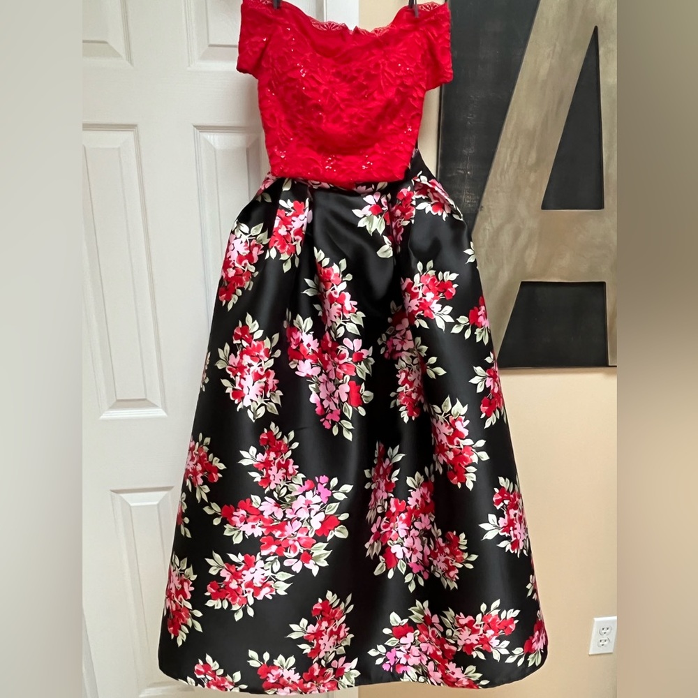Red and black top/skirt set